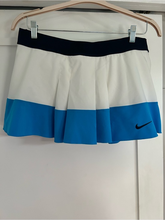 Nike Dresses & Skirts - Nike White Skirt with Blue Hem and Black Waistband